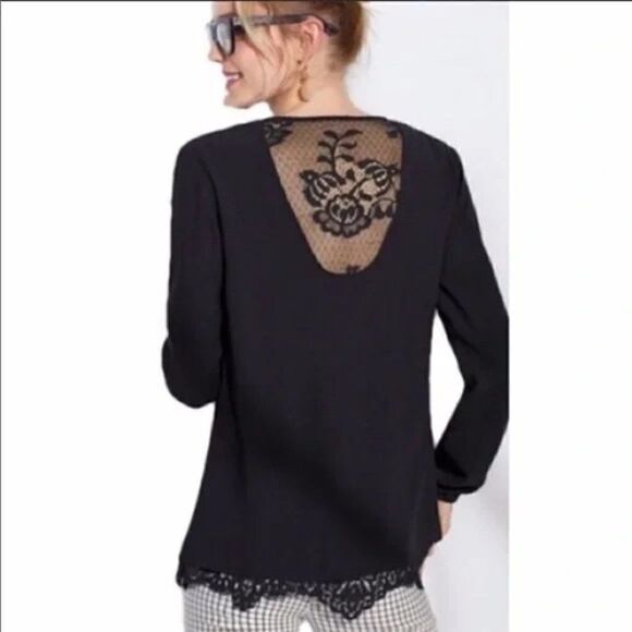 CABI Black Tempest Lace Blouse Long Sleeve Top. Size Small. EUC! - Picture 3 of 11
